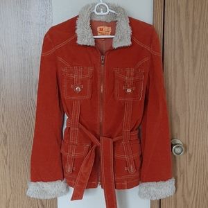 Vintage orange faux fur lined jacket